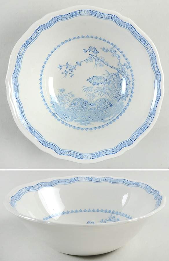 Quail Blue (Round Quail Backstamp) 8" Round Vegetable Bowl by Furnivals-1