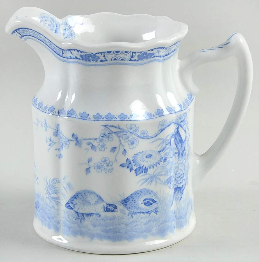 Quail Blue (Round Quail Backstamp) 16 Oz Pitcher by Furnivals-1