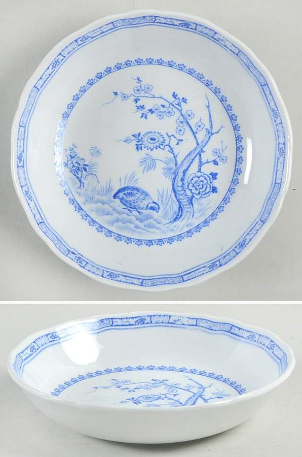 Quail Blue (Round Quail Backstamp) Fruit/Dessert (Sauce) Bowl by Furnivals-1
