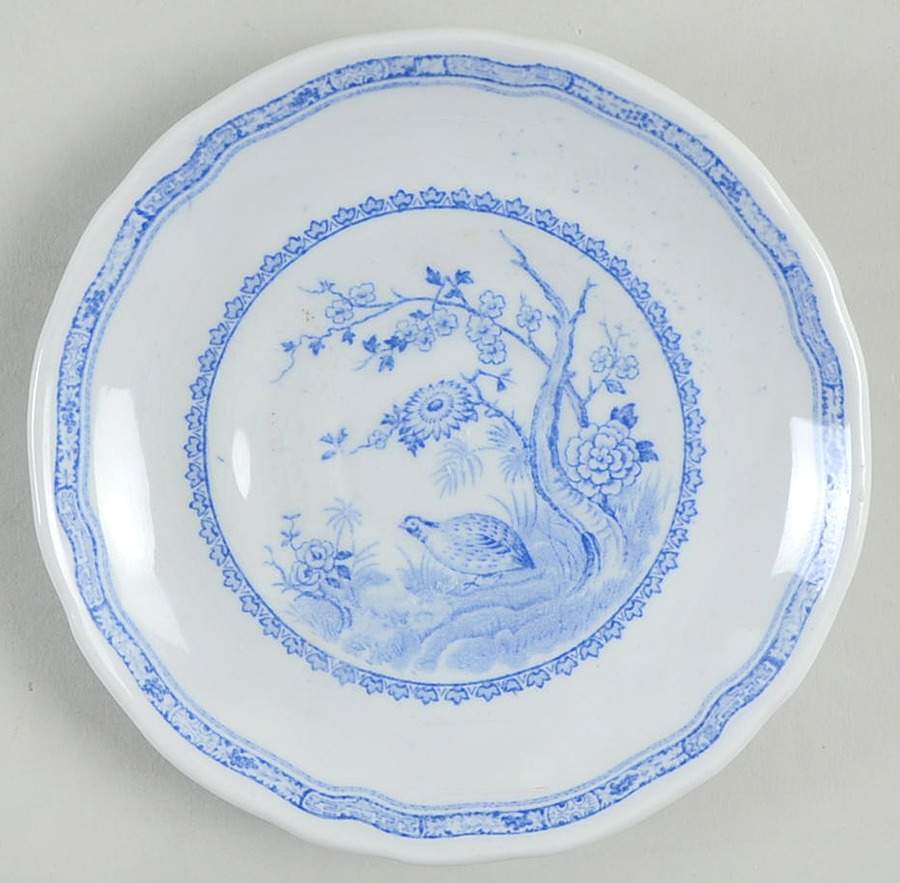 Quail Blue (Round Quail Backstamp) Saucer for Demitasse Cup by Furnivals-1