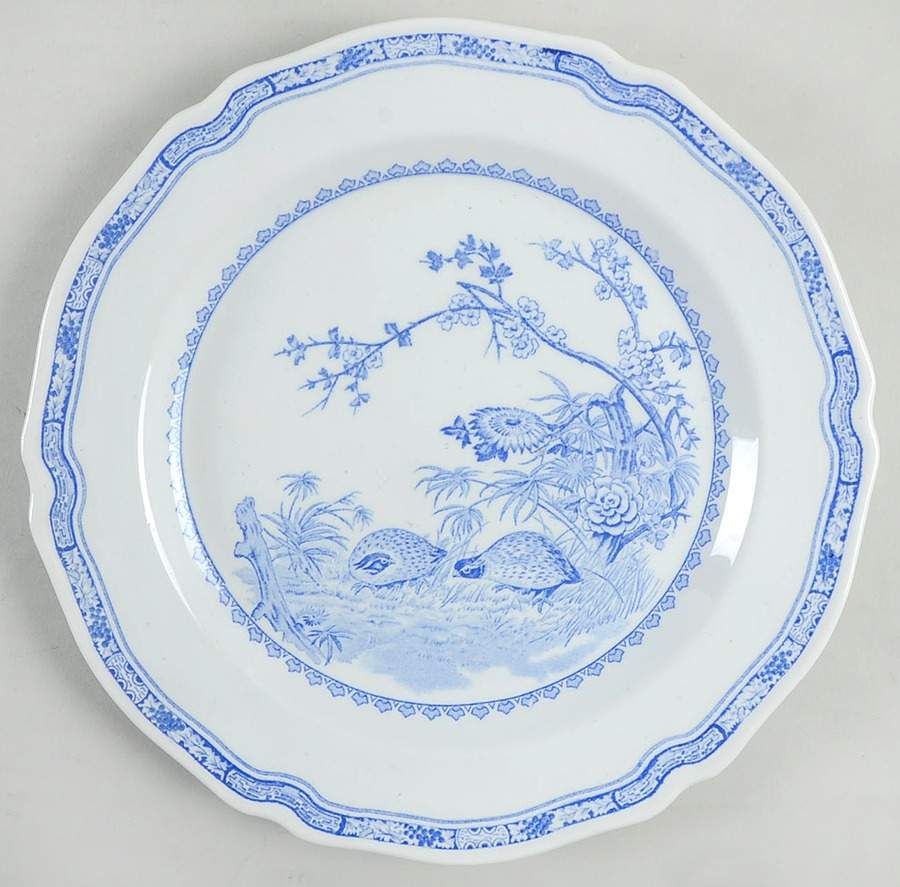 Quail Blue (Round Quail Backstamp) Dinner Plate by Furnivals-1