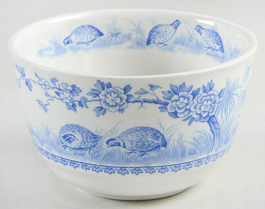 Quail Blue (Round Quail Backstamp) Cranberry Bowl by Furnivals-1