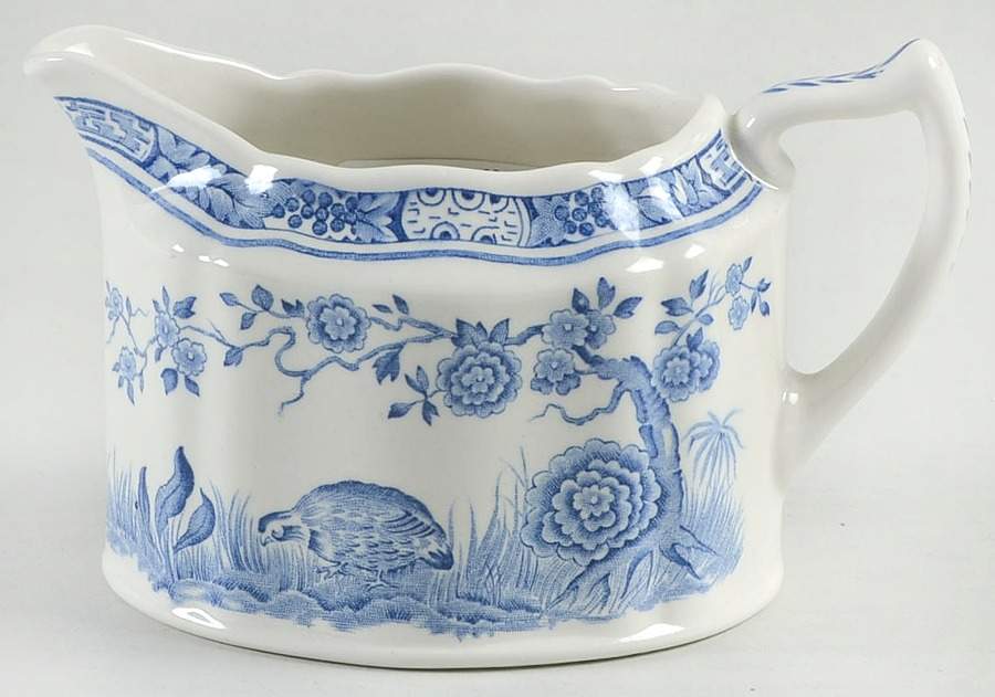 Quail Blue (Round Quail Backstamp) Creamer by Furnivals-1