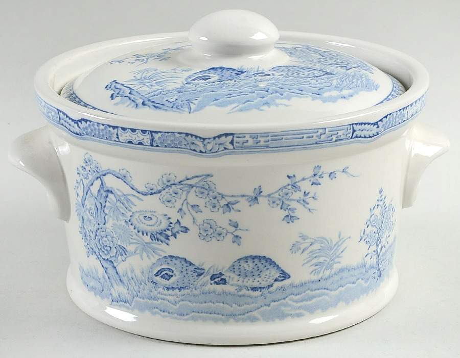 Quail Blue (Round Quail Backstamp) 1.5 Qt Round Covered Casserole by Furnivals-1