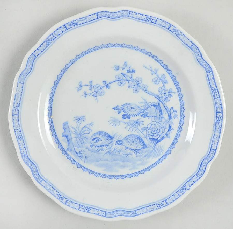 Quail Blue (Round Quail Backstamp) Bread & Butter Plate by Furnivals-1