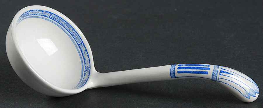 Quail Blue (Round Quail Backstamp) Gravy Ladle Solid Piece by Furnivals-1
