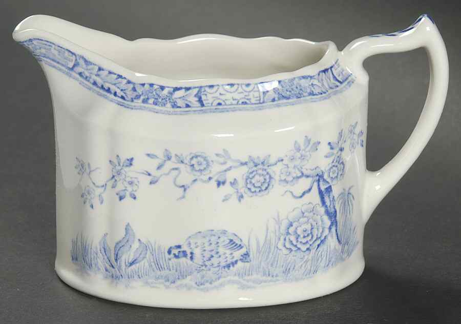 Quail Blue (Round Quail Backstamp) Creamer by Furnivals-1