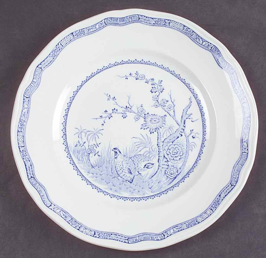 Quail Blue (Round Quail Backstamp) Luncheon Plate by Furnivals-1
