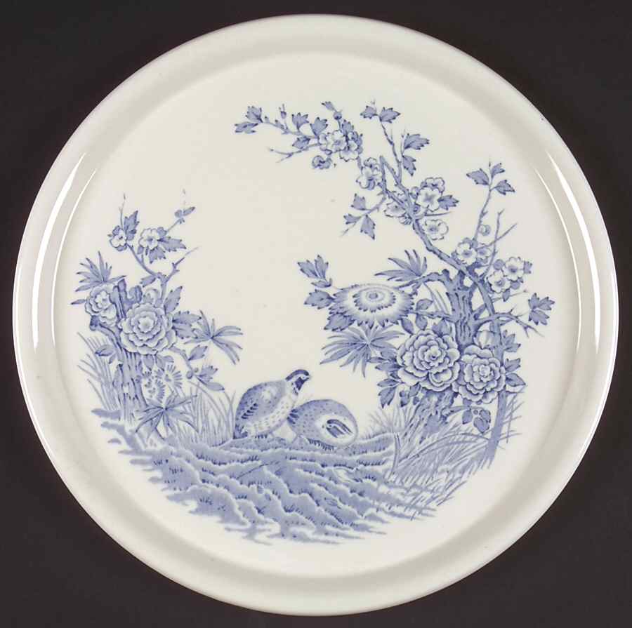 Quail Blue (Round Quail Backstamp) Cake Plate by Furnivals-1