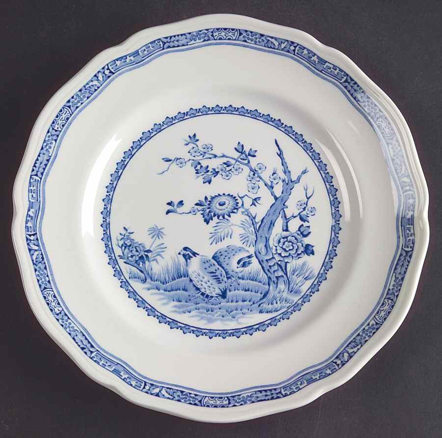 Quail Blue (Round Quail Backstamp) Dessert/Pie Plate by Furnivals-1