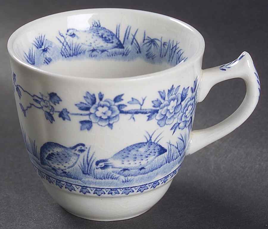 Quail Blue (Round Quail Backstamp) Flat Demitasse Cup by Furnivals-1