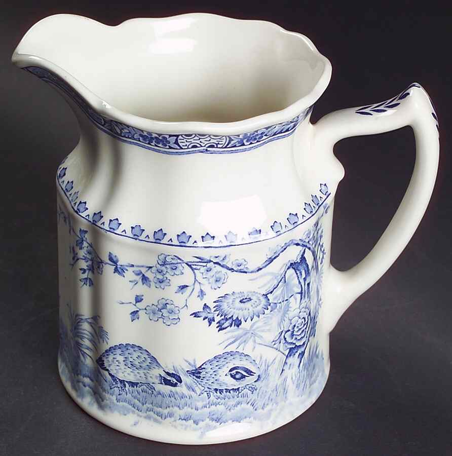 Quail Blue (Round Quail Backstamp) 16 Oz Pitcher by Furnivals-1
