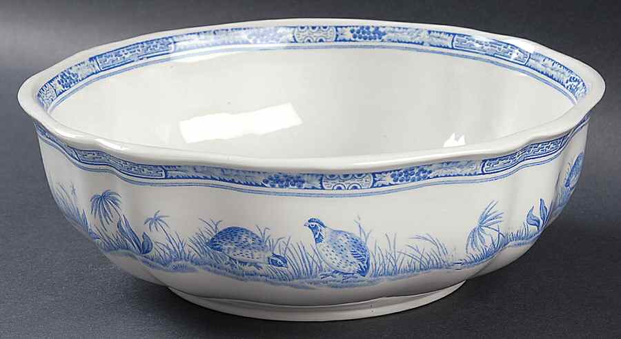 Quail Blue (Round Quail Backstamp) 8" Round Vegetable Bowl by Furnivals-1