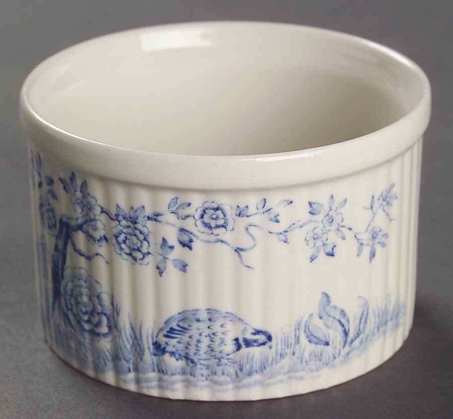 Quail Blue (Round Quail Backstamp) Ramekin by Furnivals-1