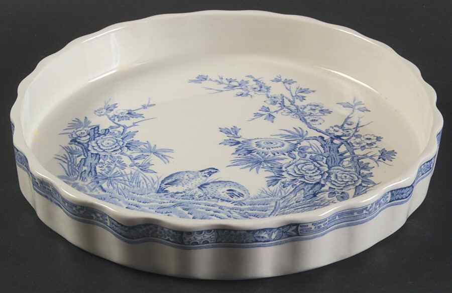 Quail Blue (Round Quail Backstamp) 8" Quiche by Furnivals-1