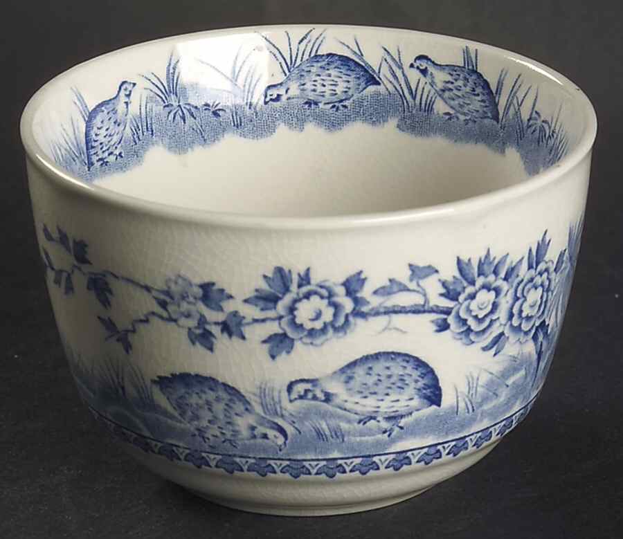 Quail Blue (Round Quail Backstamp) Open Sugar Bowl by Furnivals-1
