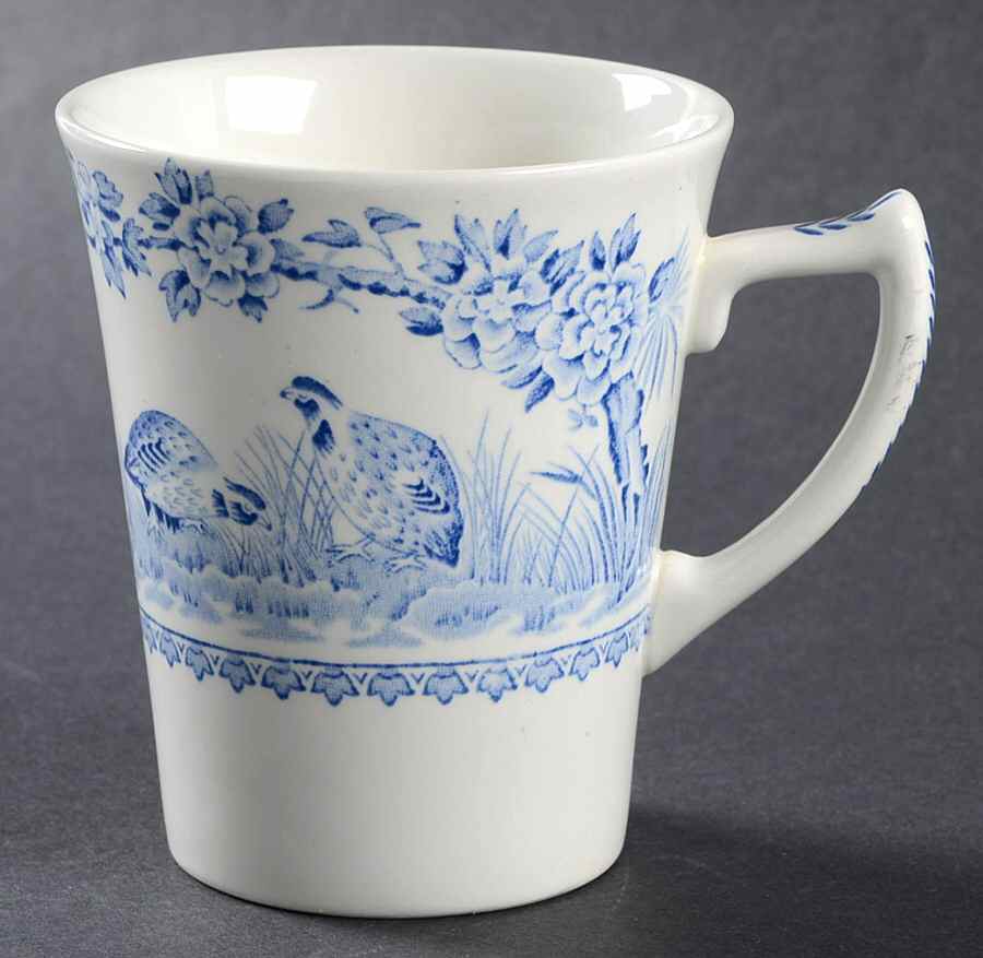 Quail Blue (Round Quail Backstamp) Mug by Furnivals-1