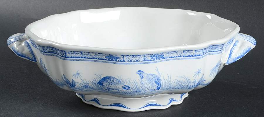 Quail Blue (Round Quail Backstamp) Round Vegetable No Lid by Furnivals-1