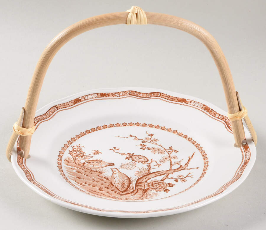 Quail Brown 5 3/8"-5 5/8" Bamboo Handled Serving Plate  HC by Furnivals-1