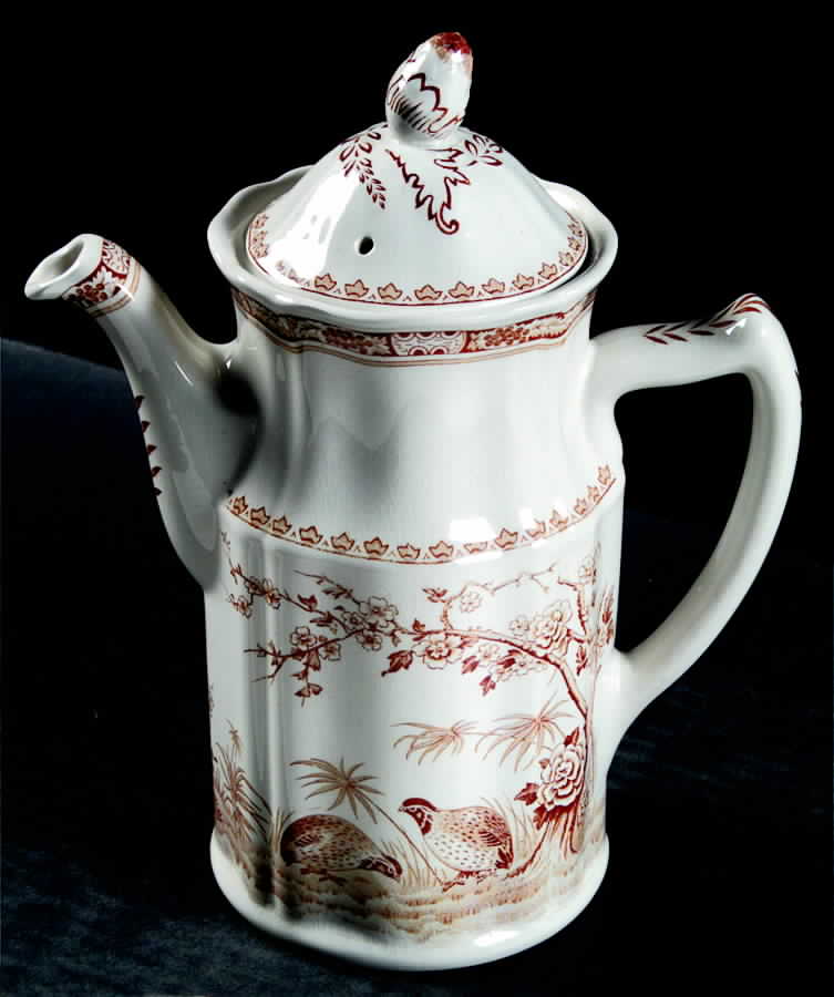 Quail Brown Coffee Pot & Lid by Furnivals-1