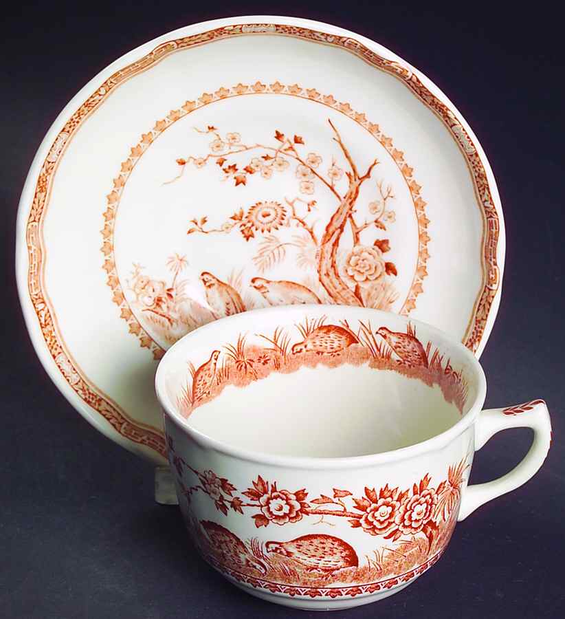 Quail Brown Flat Cup & Saucer Set by Furnivals-1