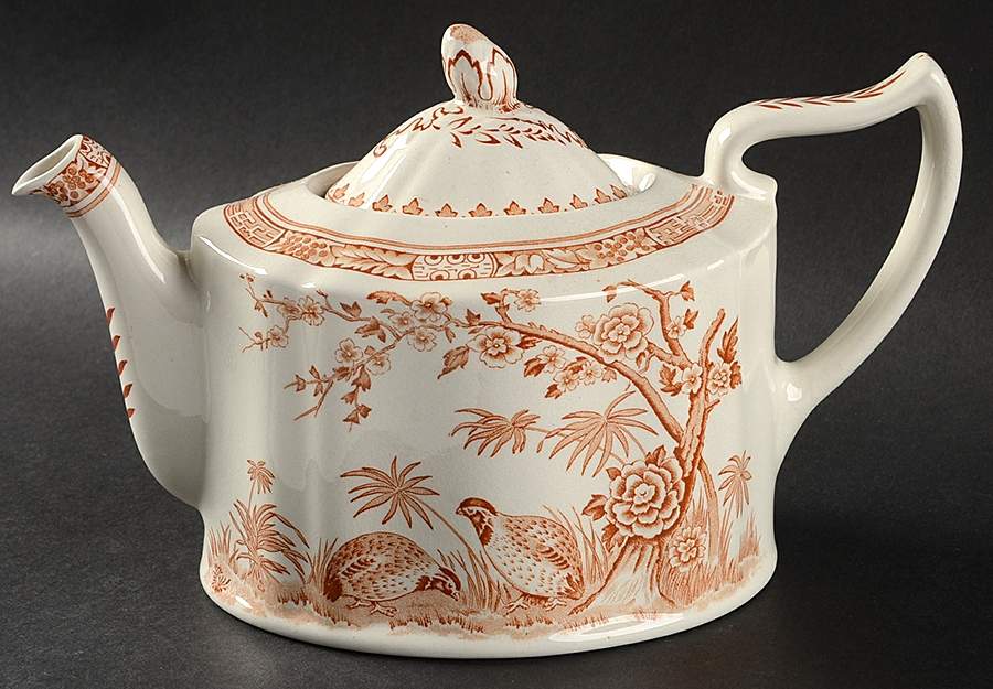 Quail Brown Teapot & Lid by Furnivals-1