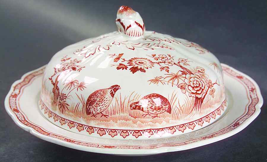 Quail Brown Round Covered Butter by Furnivals-1