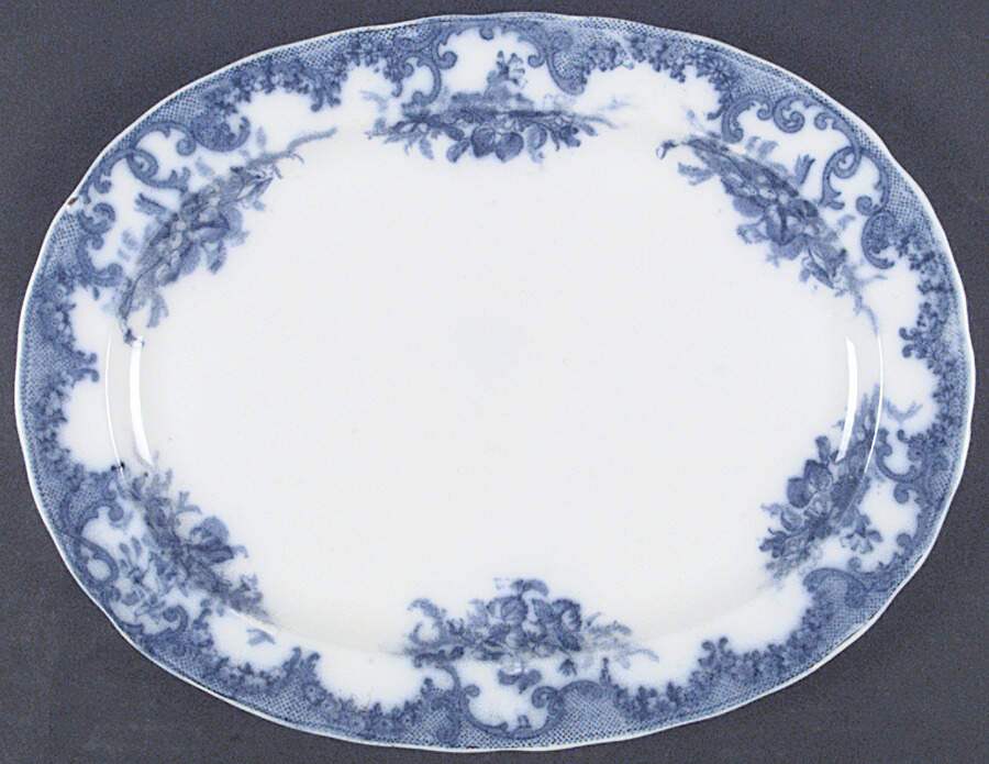 Versailles (Flow Blue) 12" Oval Serving Platter by Furnivals-1