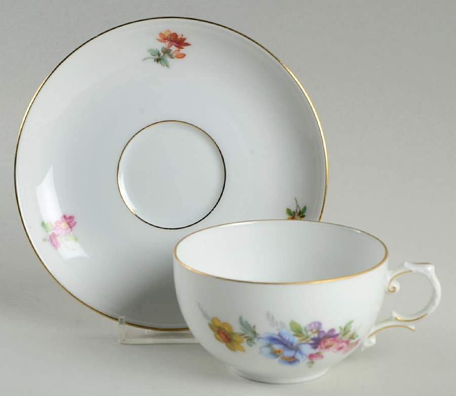 Ancestral Dresden Flat Cup & Saucer Set by Furstenberg-1