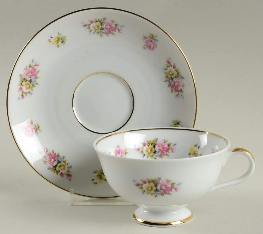 Bouquet Footed Cup & Saucer Set by Furstenberg-1