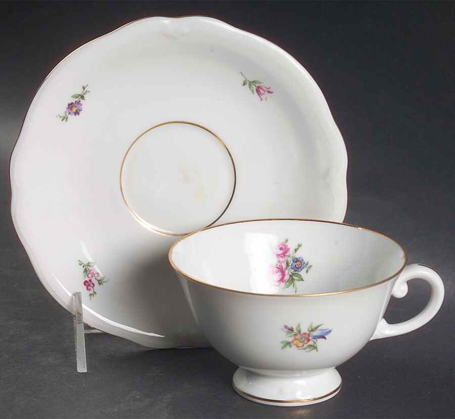 Dresden Flower Footed Cup & Saucer Set by Furstenberg-1