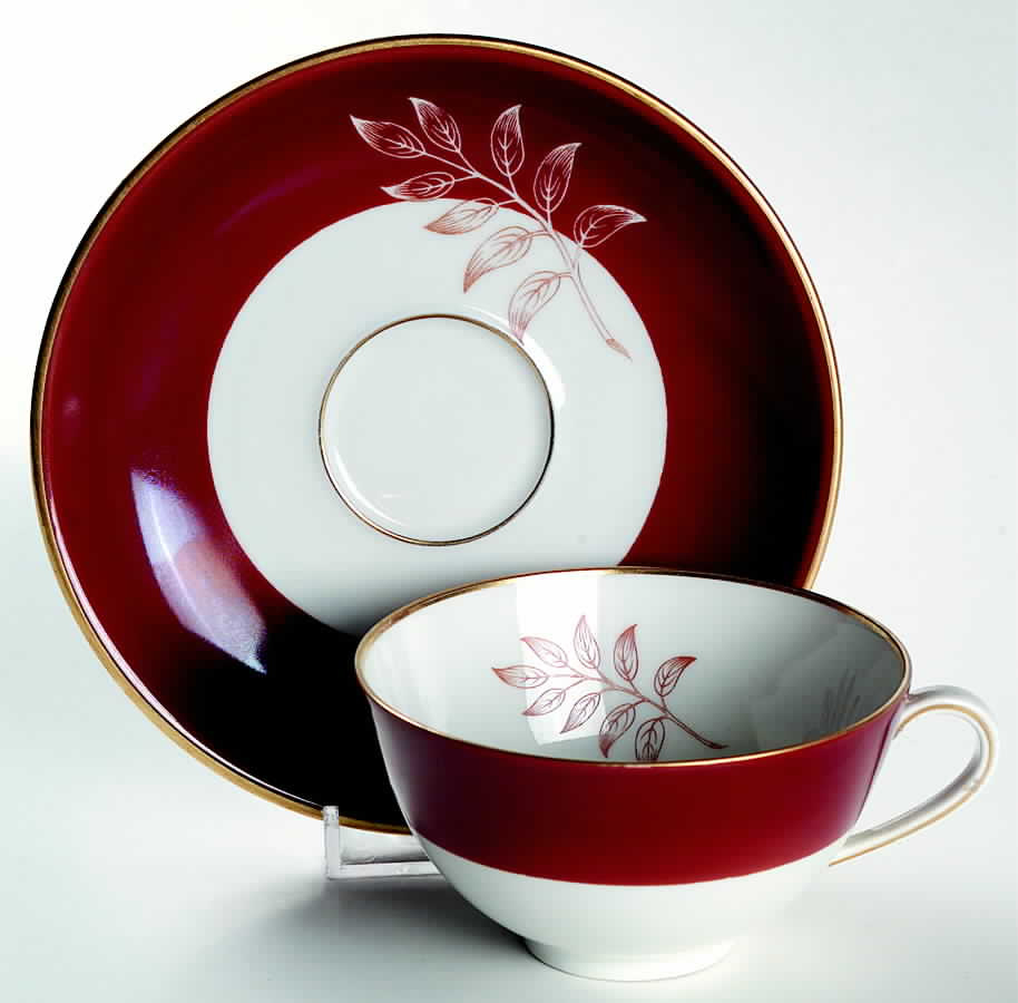 Fantasy (Red) Flat Cup & Saucer Set by Furstenberg-1