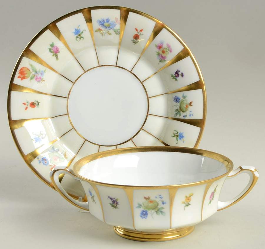 FUR3 Footed Cream Soup Bowl & Saucer Set by Furstenberg-1