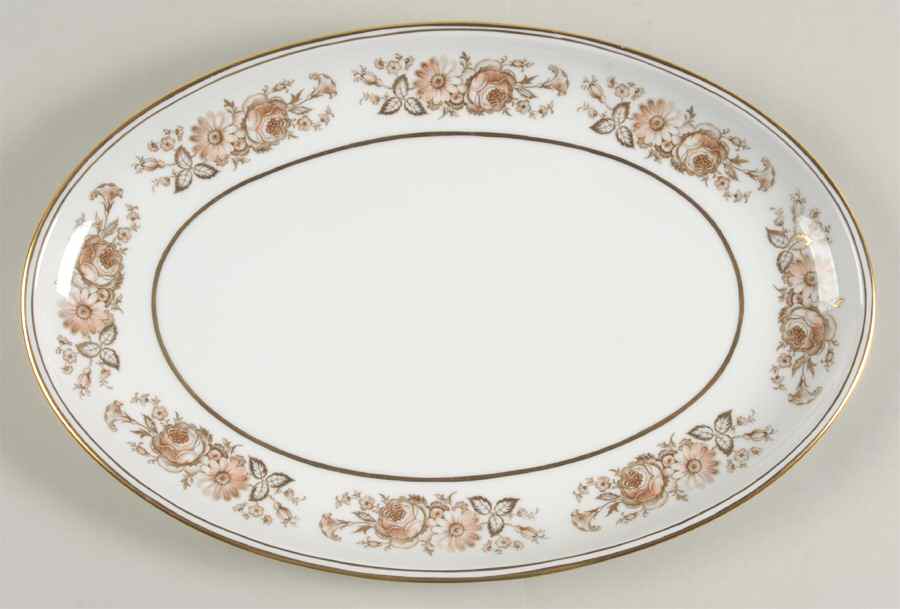 Gerverot Rose (Gold Verge) 13" Oval Serving Platter by Furstenberg-1