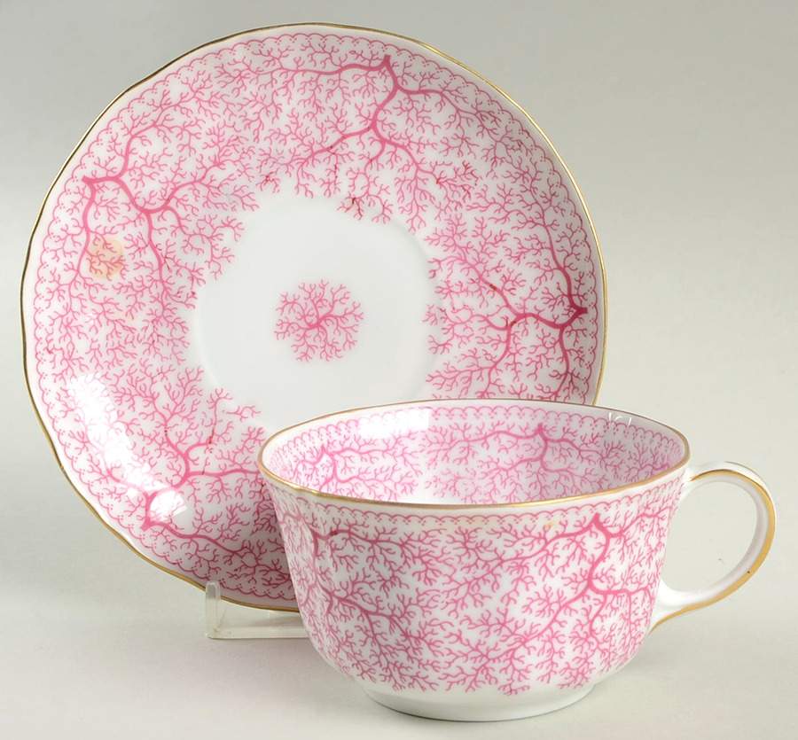 Park Lane Pink (Scalloped) Flat Cup & Saucer Set by Furstenberg-1