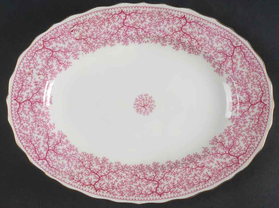Park Lane Pink (Scalloped) 11" Oval Serving Platter by Furstenberg-1