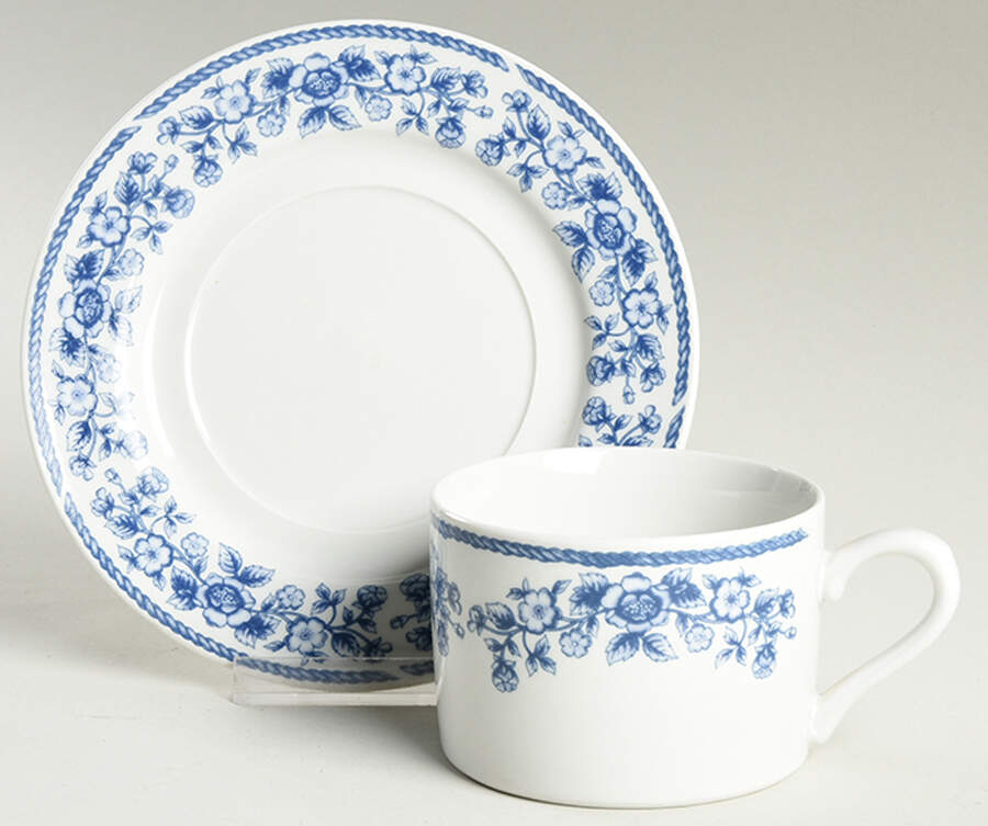 Blue Chintz Flat Cup & Saucer Set by Farberware-1
