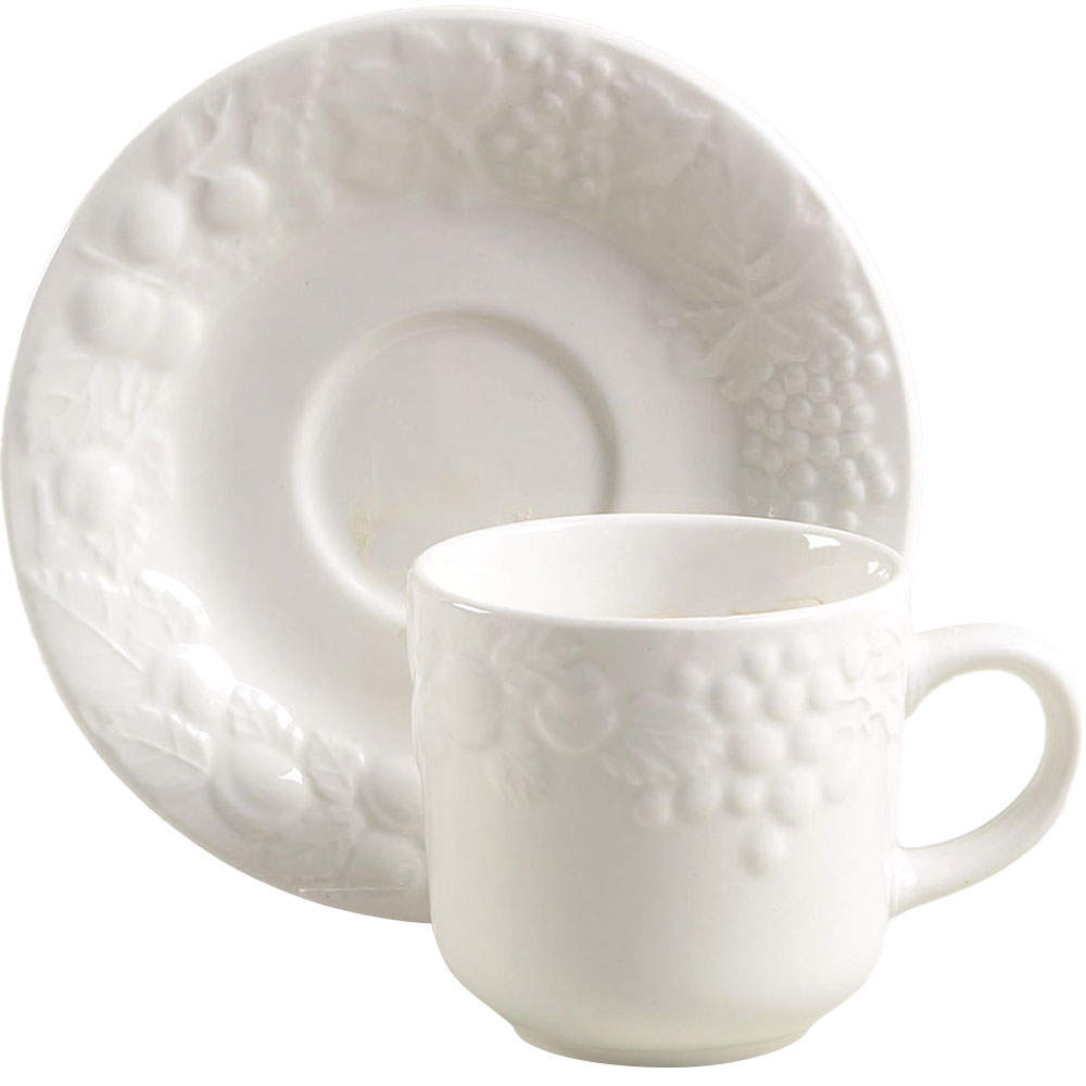 Blanc Sur Blanc Flat Cup & Saucer Set by Farberware-1