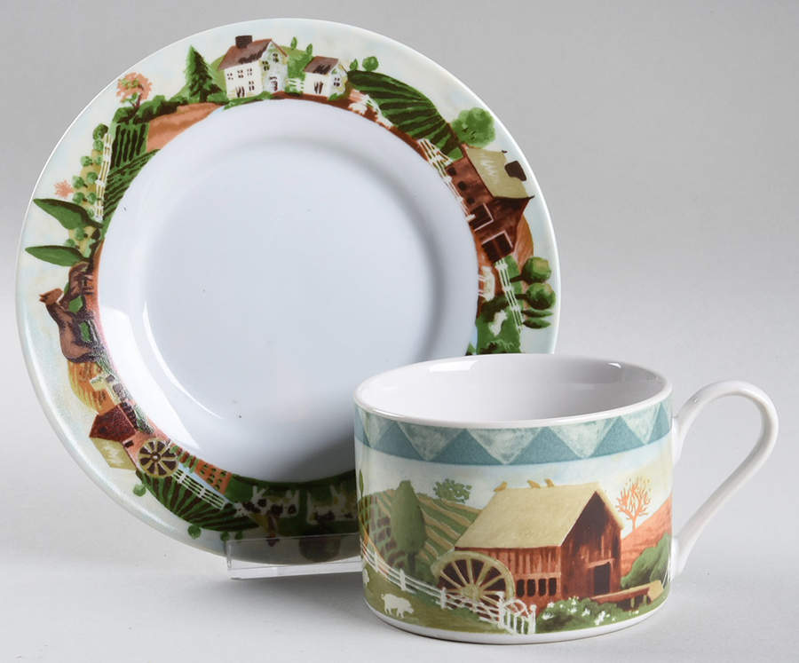 Country Life Flat Cup & Saucer Set by Farberware-1