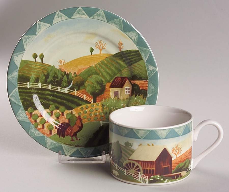Country Life Flat Cup & Saucer Set by Farberware-1