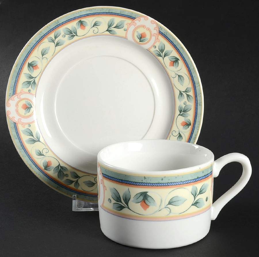 Eloquence Flat Cup & Saucer Set by Farberware-1