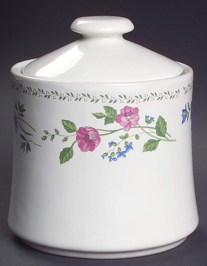 English Garden (225-225a, White Background) Sugar Bowl & Lid by Farberware-1