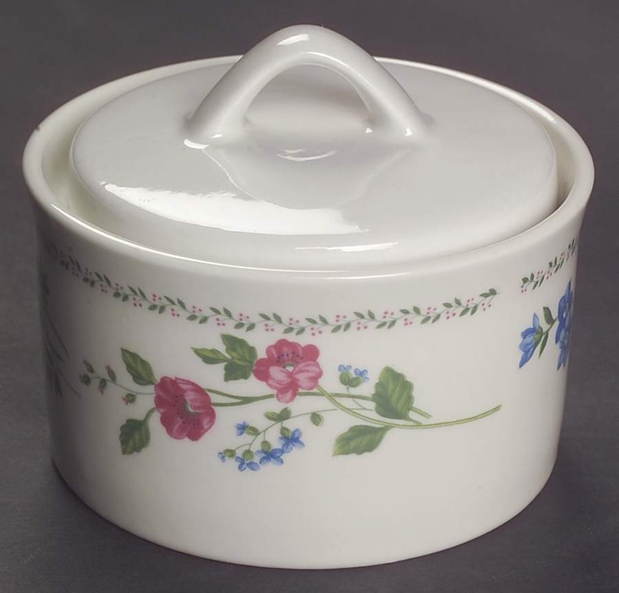 English Garden (225-225a, White Background) Sugar Bowl & Lid by Farberware-1