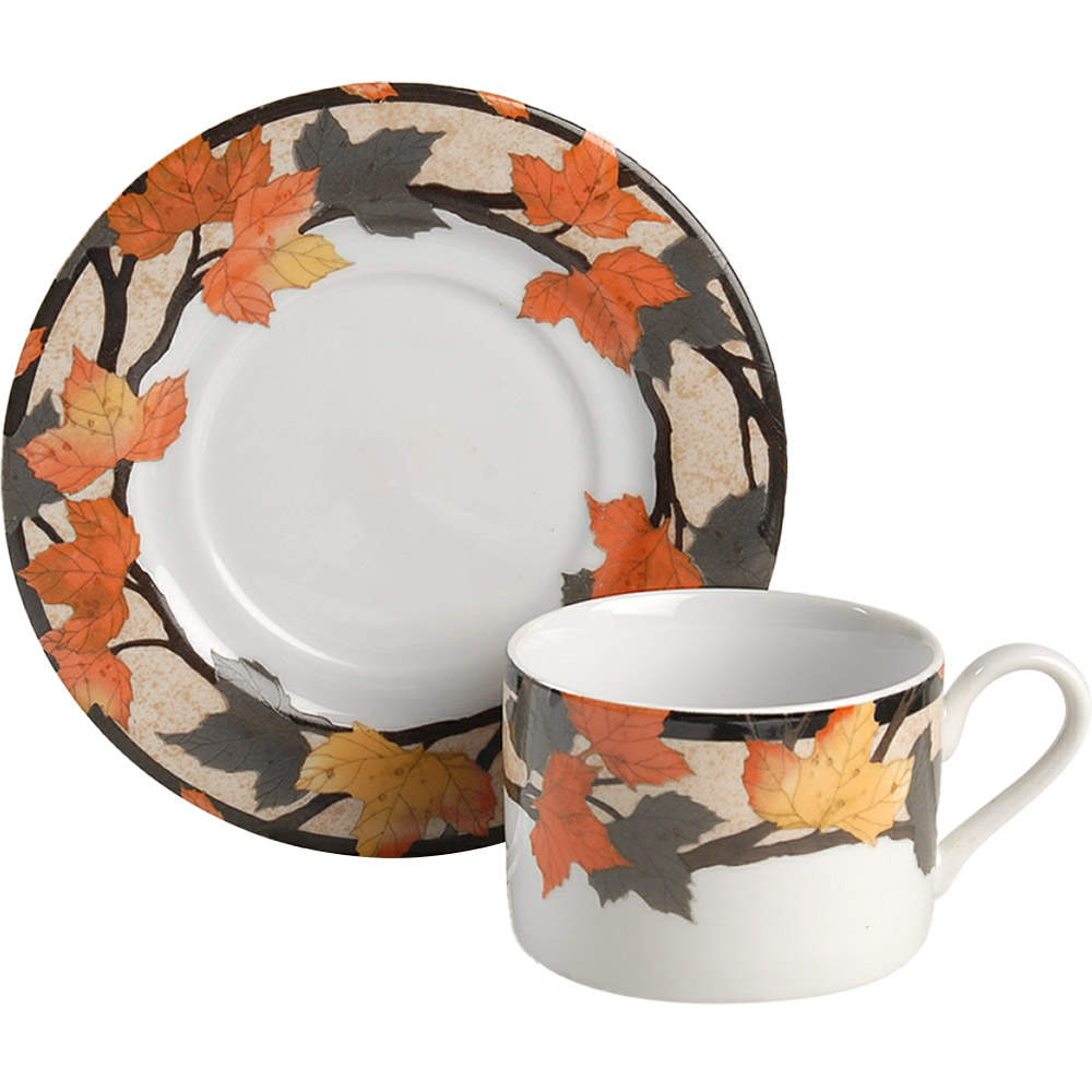 Leaves Flat Cup & Saucer Set by Farberware-1