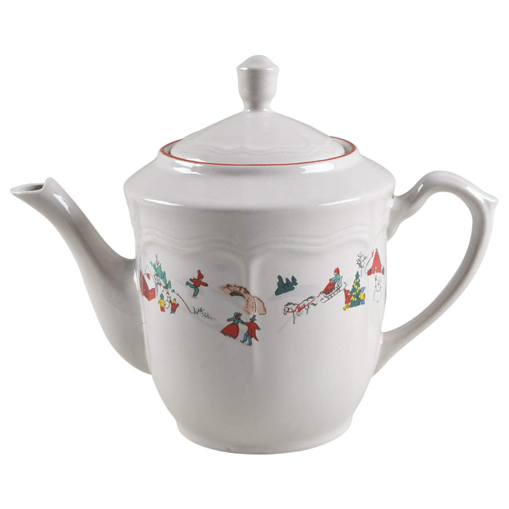 White Christmas Tea/Coffee Pot & Lid by Farberware-1