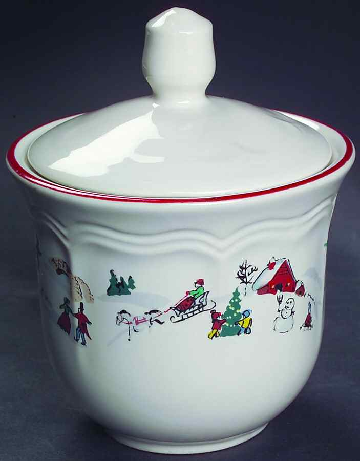 White Christmas Sugar Bowl & Lid by Farberware-1