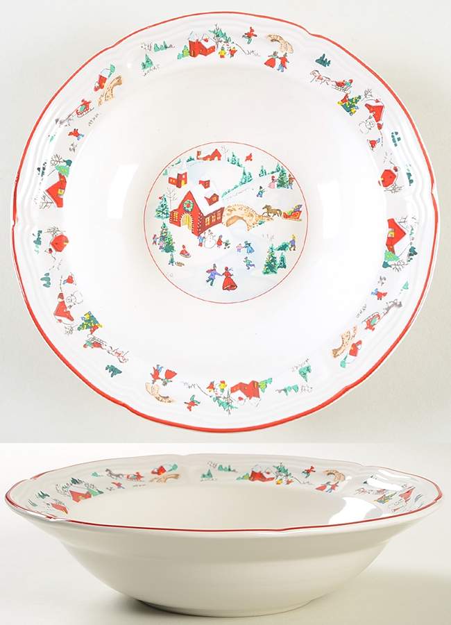 White Christmas 9" Round Vegetable Bowl by Farberware-1