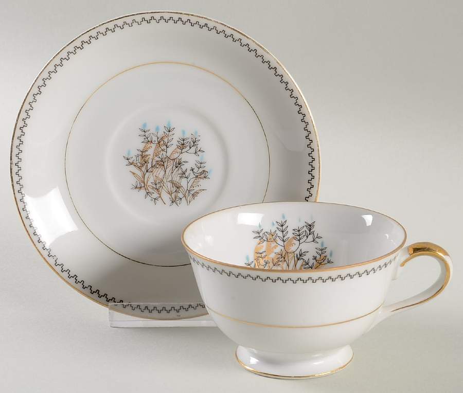 Late In Autumn Footed Cup & Saucer Set by Fine China of Japan-1
