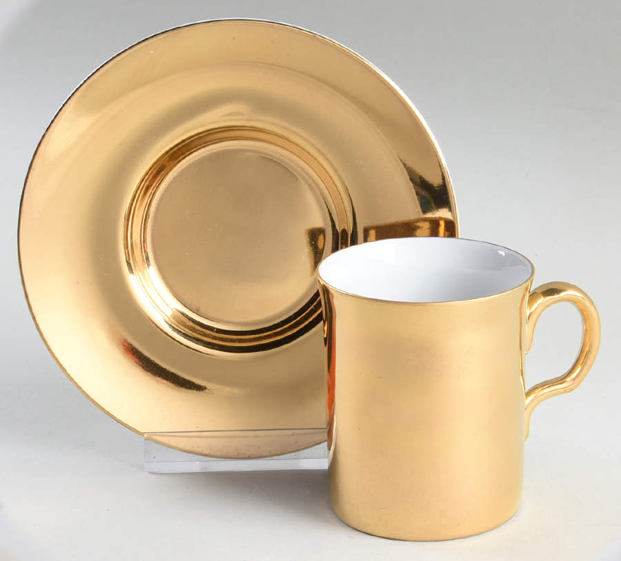 Gold Flat Demitasse Cup & Saucer Set by Fitz & Floyd-1