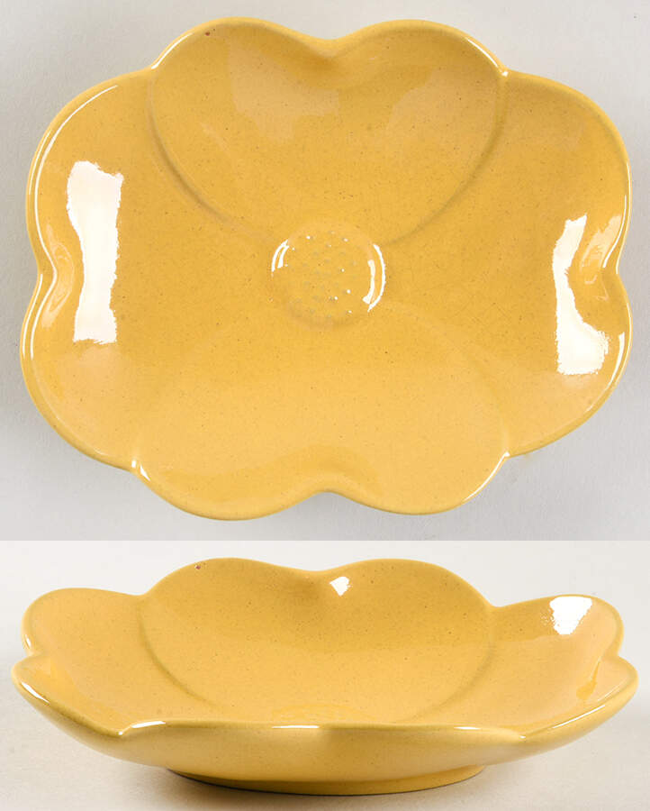 Plainsman Autumn Yellow Dogwood Floral Bowl by Frankoma-1
